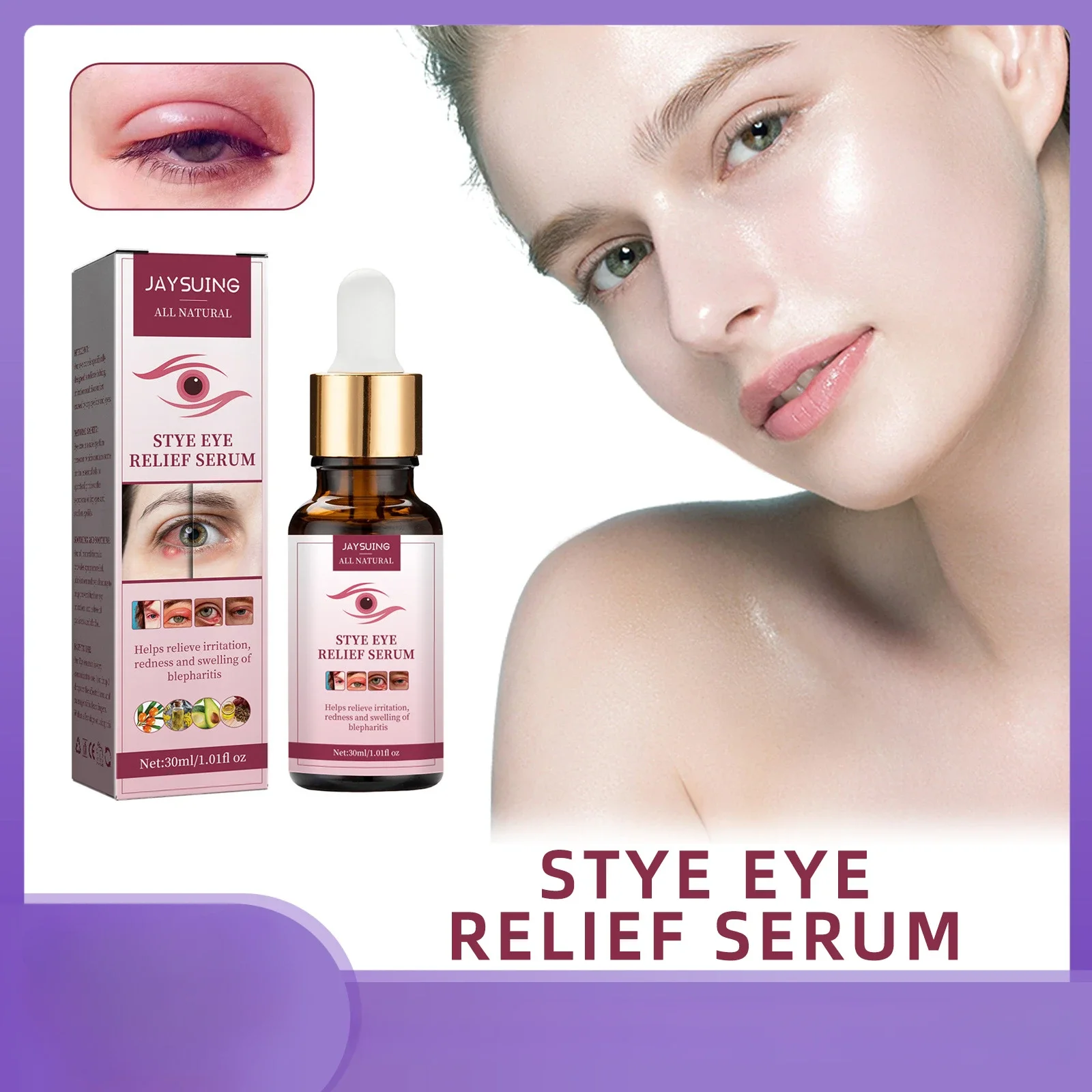 Jaysuing Augen schwellung beruhigendes Serum zur Linderung von Augen trockenheit Rötung und Schwellung Juckreiz periokulares feuchtigkeit spendendes Serum 30ml