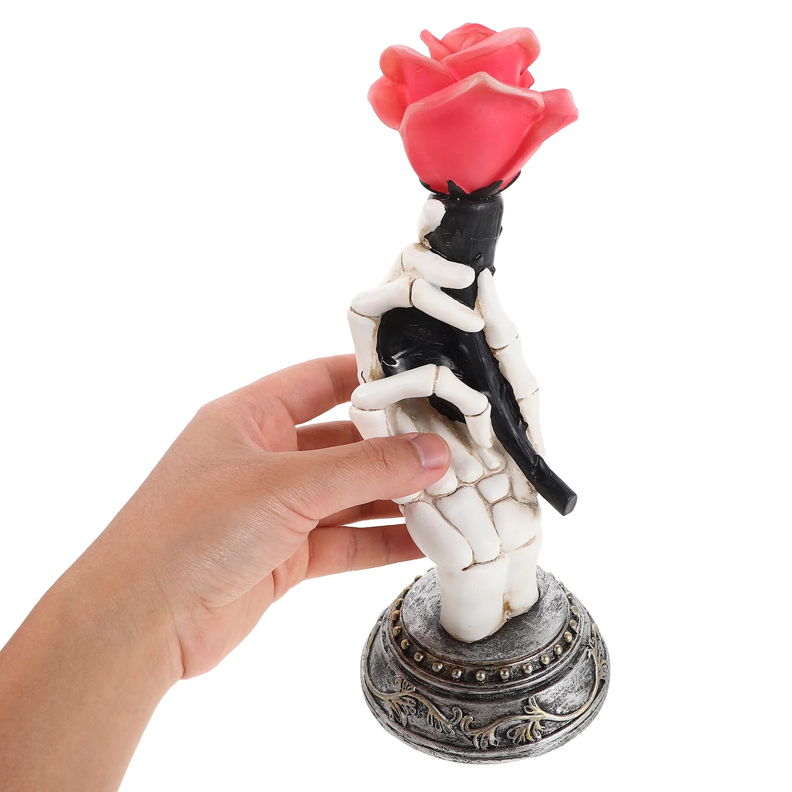 

Halloween Hand Bone Decoration Lamp Gothic Bedroom Rose Day of The Dead Figurines Resin Valentine Skull