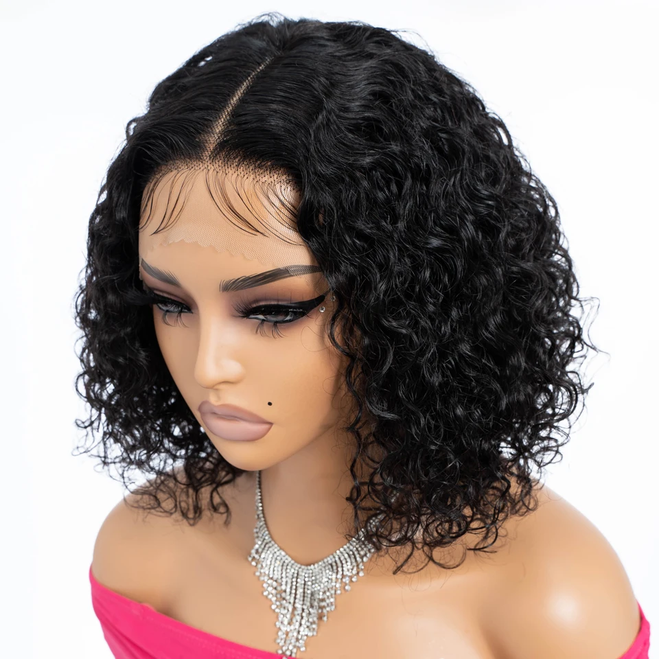 Sleek Curly Human Hair Wigs For Women 100% Real Short Ready To Wear Lace Brazilian Hair Wigs Deep Wave 13X6X1 Lace Front Wigs