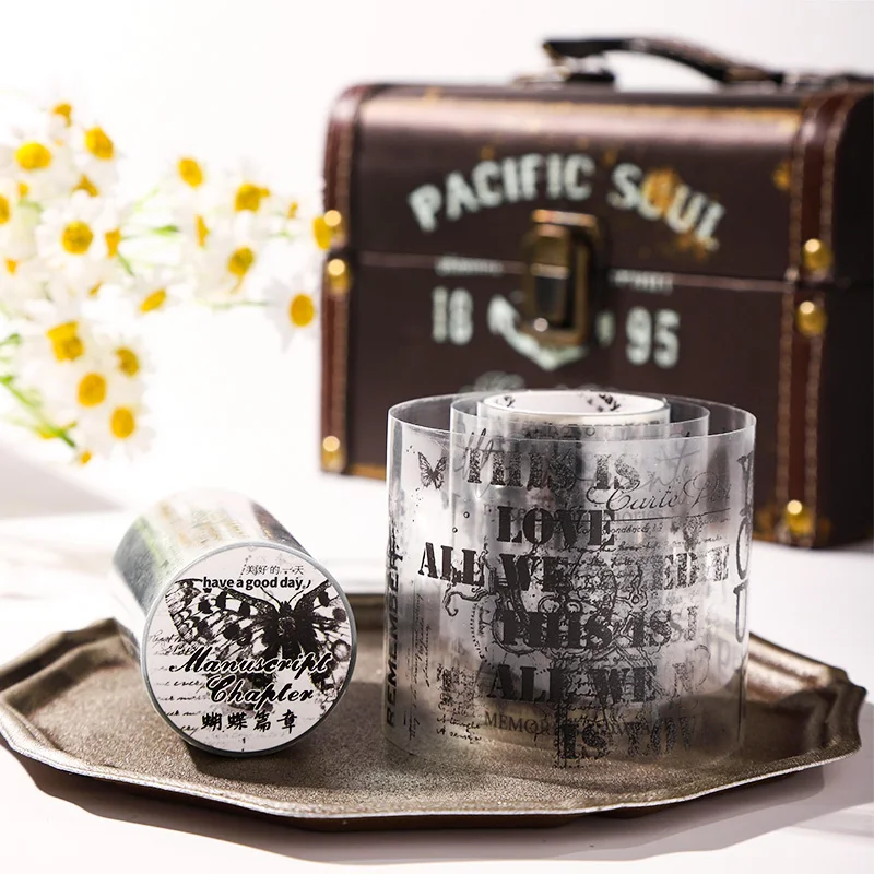 

Yoofun 6x200cm Manuscript Chapter Vintage Flower Birds Collage PET Tape Creative DIY Journal Scrapbooking Masking Tape