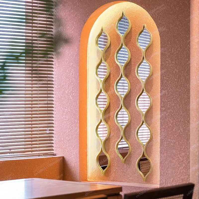 창의적인 물방울 모양 결합 단조 철제 벽 거울 인테리어 유럽식 물방울 벽걸이