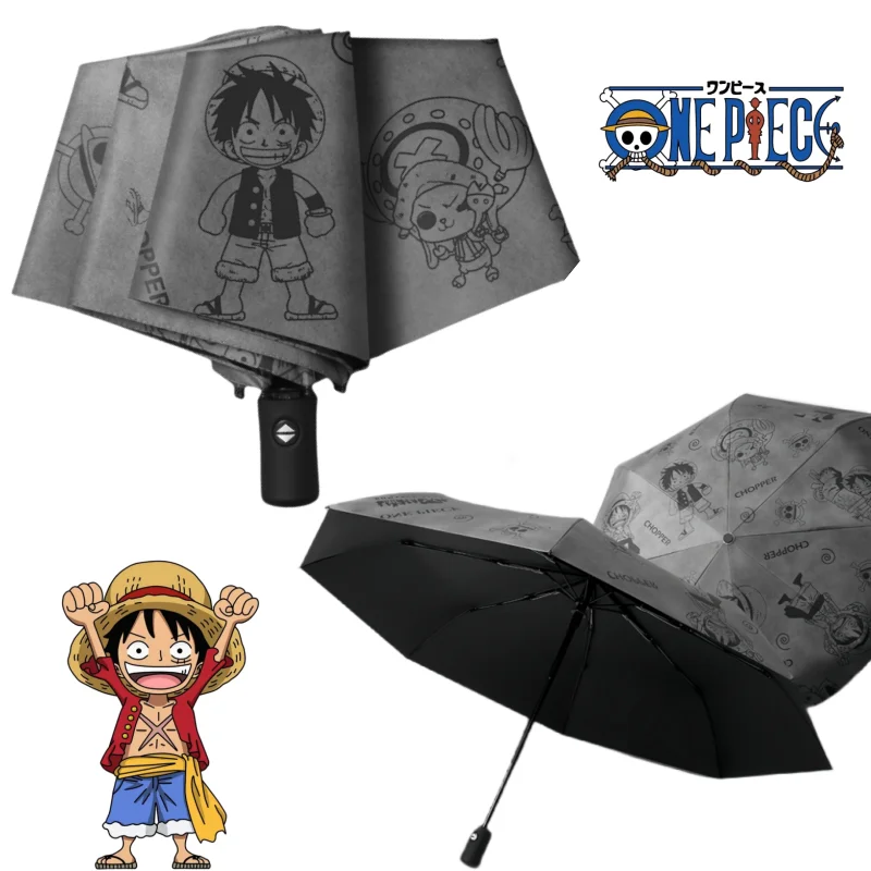 One Piece Umbrella 28cm for Rainy and Sunny Days Students Automatically Fold Umbrellas Cartoon Anime Umbrella UV-resistant