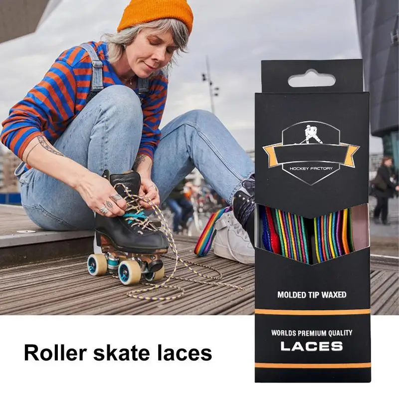 Cadarços para patins de hóquei, cadarços cerados para patins de hóquei, cores brilhantes, acessórios para sapatos de patinação, patins de hóquei em linha