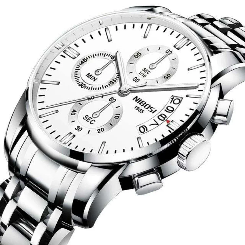 

NIBOSI Top Brand Watch Mens Luxury Date Quartz Watch Mens Waterproof Stainless Steel Strap Sports Wristwatch