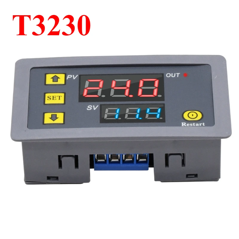 T3230 220V 24V 12VDigital Time Delay Relay Dual LED Display Cycle Timer Control Switch Adjustable Timing Relay Time Delay Switch