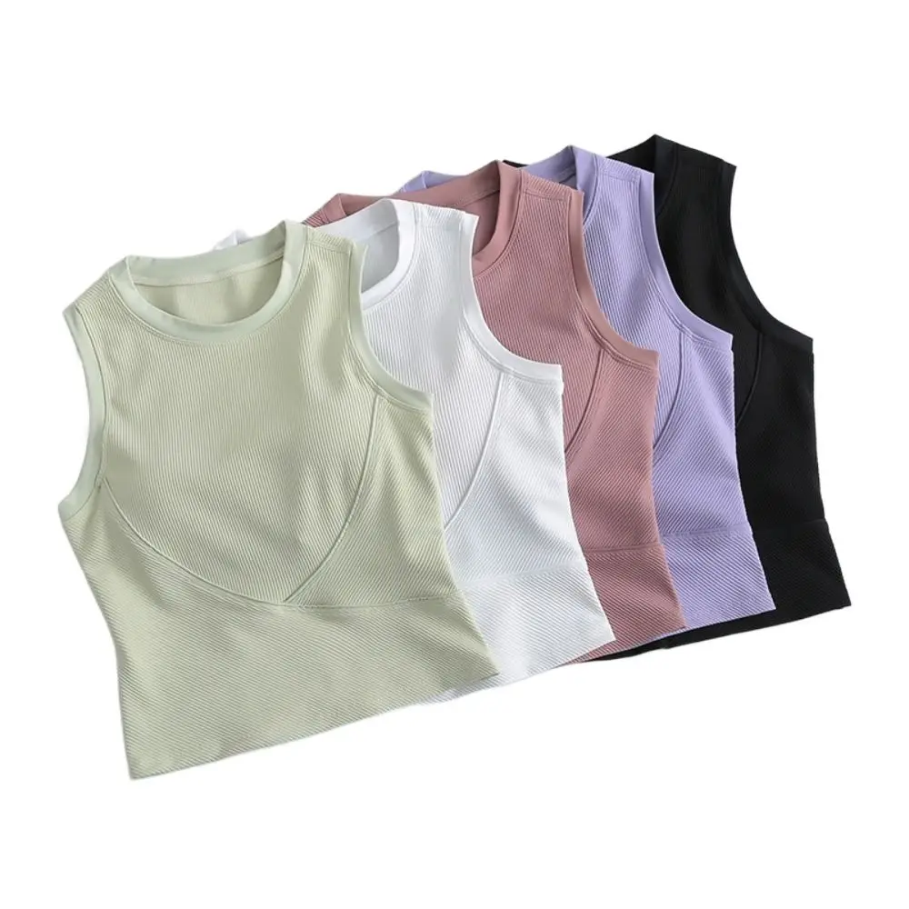 

Trendy Full Coverage Sports Bras Sleeveless Removable Padded Racerback Premium Quality Shirts Sports