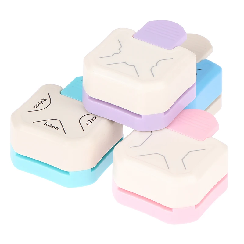 Cortador de canto redondo para Card Craft, Scrapbook, papel de embrulho adesivo, soco redondo, 3 em 1, R4, R7, R10 mm
