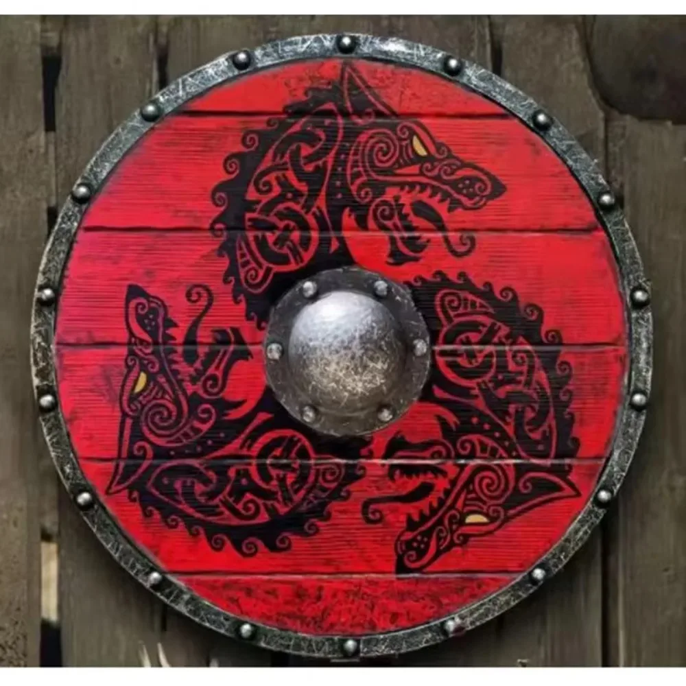 Genuine Popular War Pattern Viking Shield 30CM Wooden Shield Interior Decoration Wooden Shield Ready for Delivery