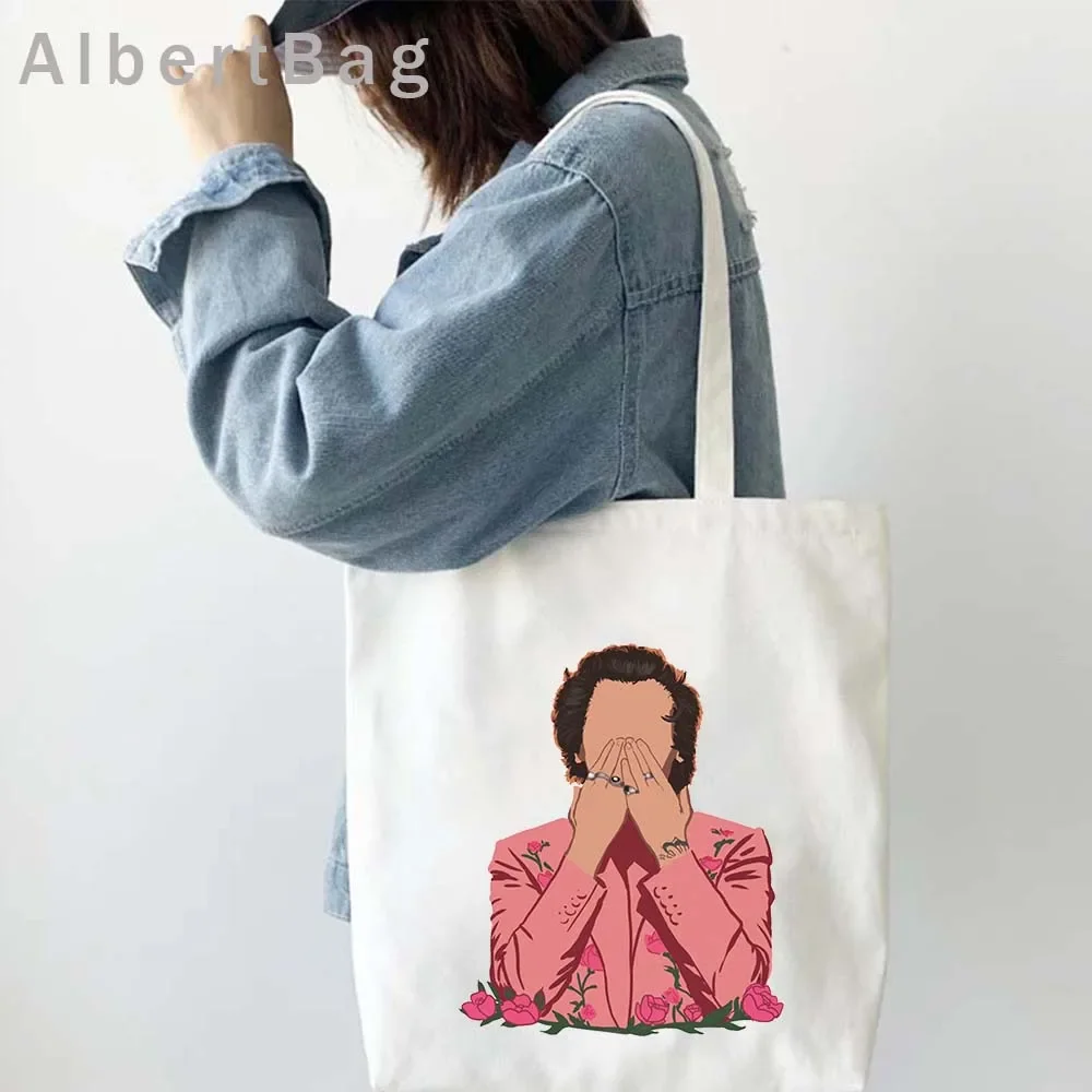 Fashion Love On Tour Floral Shopping Tote Canvas Bag Sunflower Shopper Harry Cotton Cute Fans Gift Shoulder Bags Cartoon Handbag