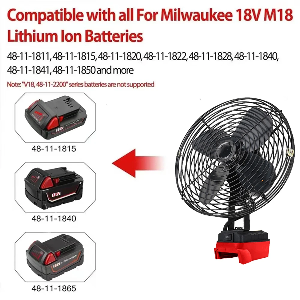 6/8In Camping พัดลมตกปลากลางแจ้งไร้สายแบบพกพาพัดลมโลหะลมพัดลม FIt Makita/Dewalt/Milwaukee 18V แบตเตอรี่