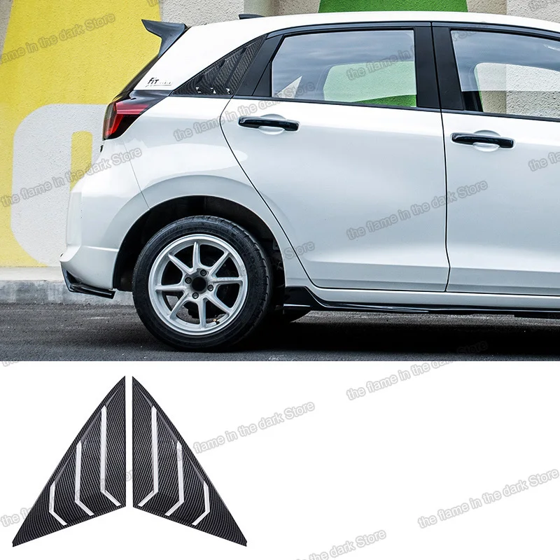 carbon fiber car window rear triangle sticker shutter louver for honda fit jazz 2020 2021 2022 accessories styling auto 2023