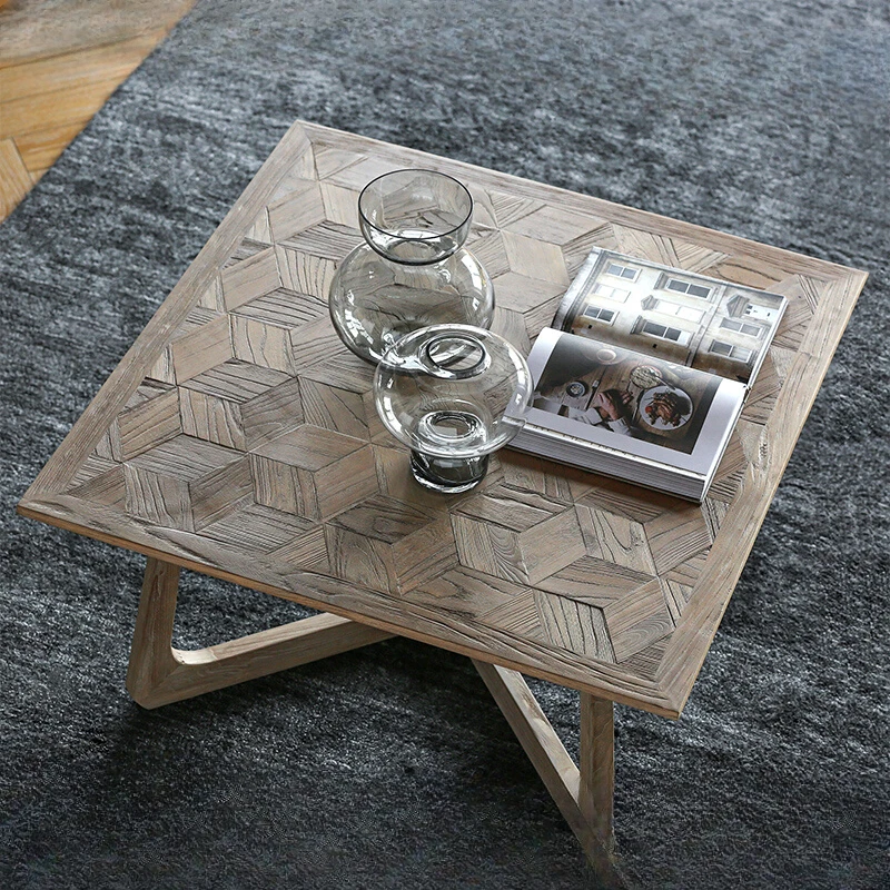 

Square coffee table log furniture simple solid wood small tea table tea table