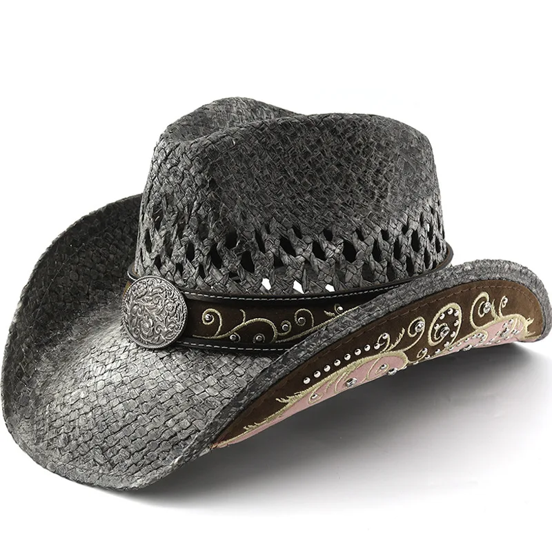 

Western Cowboy Fedora Hat Wide Curved Brim Sun Protection Outdoor Riding Equestrian Hat for Men Women British Style New