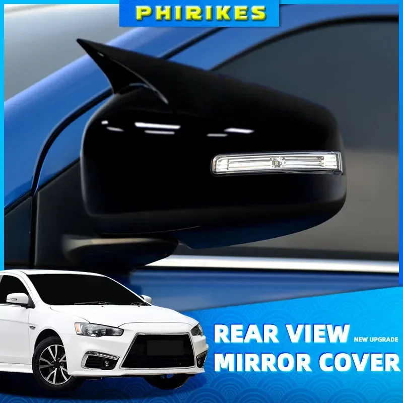 

For Mitsubishi Lancer X 10 EX EVO 2013-2016 Black/Carbon Side Door Rearview Mirror Cover Cap Trim Shell Sticker Car Styling