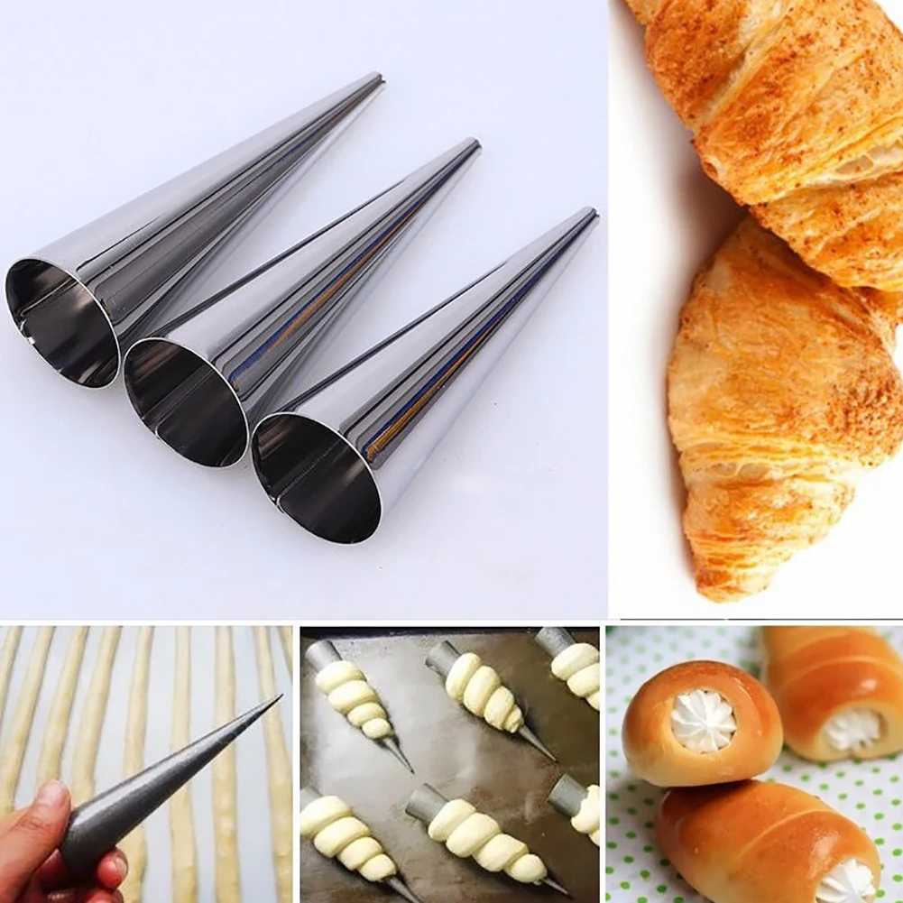 

Stainless Steel Pastry Horn Molds Conical Tube Cone Croissant Mould Baking Tool