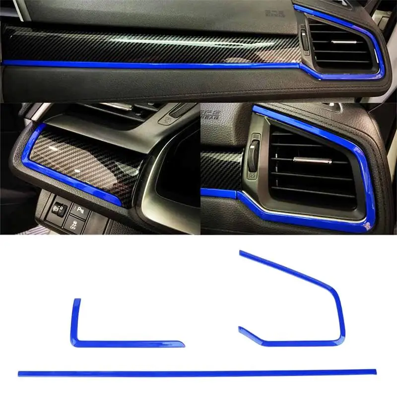 ABS Car Interior Console Center Dashboard Frame Strip Trim Fit for Honda Civic 10th Gen 2016-2021 LHD RHD Car Accessories