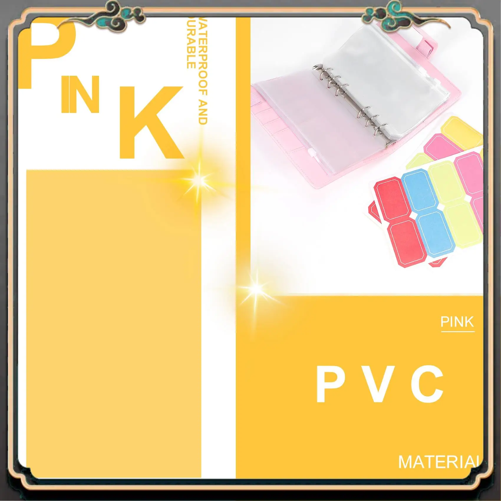 

ASMA-14 Binder Bags A6 With Leather Binder Cover, 6 Rings Budget Binder With Cash Envelope, Money Saving Binder