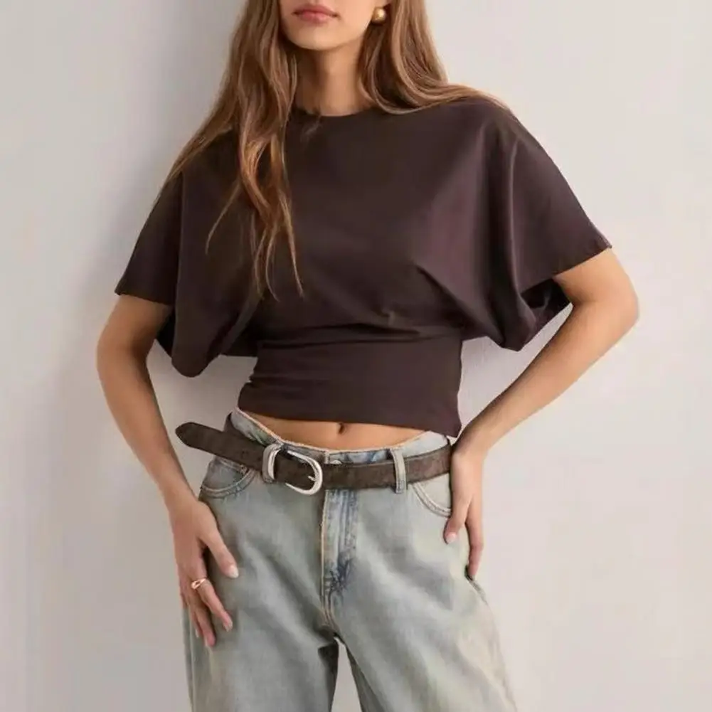 

Classic Women Tops Stylish Women's Solid Color T-shirt Collection Breathable Round Neck Tee Raglan Sleeve Top for Work Daily