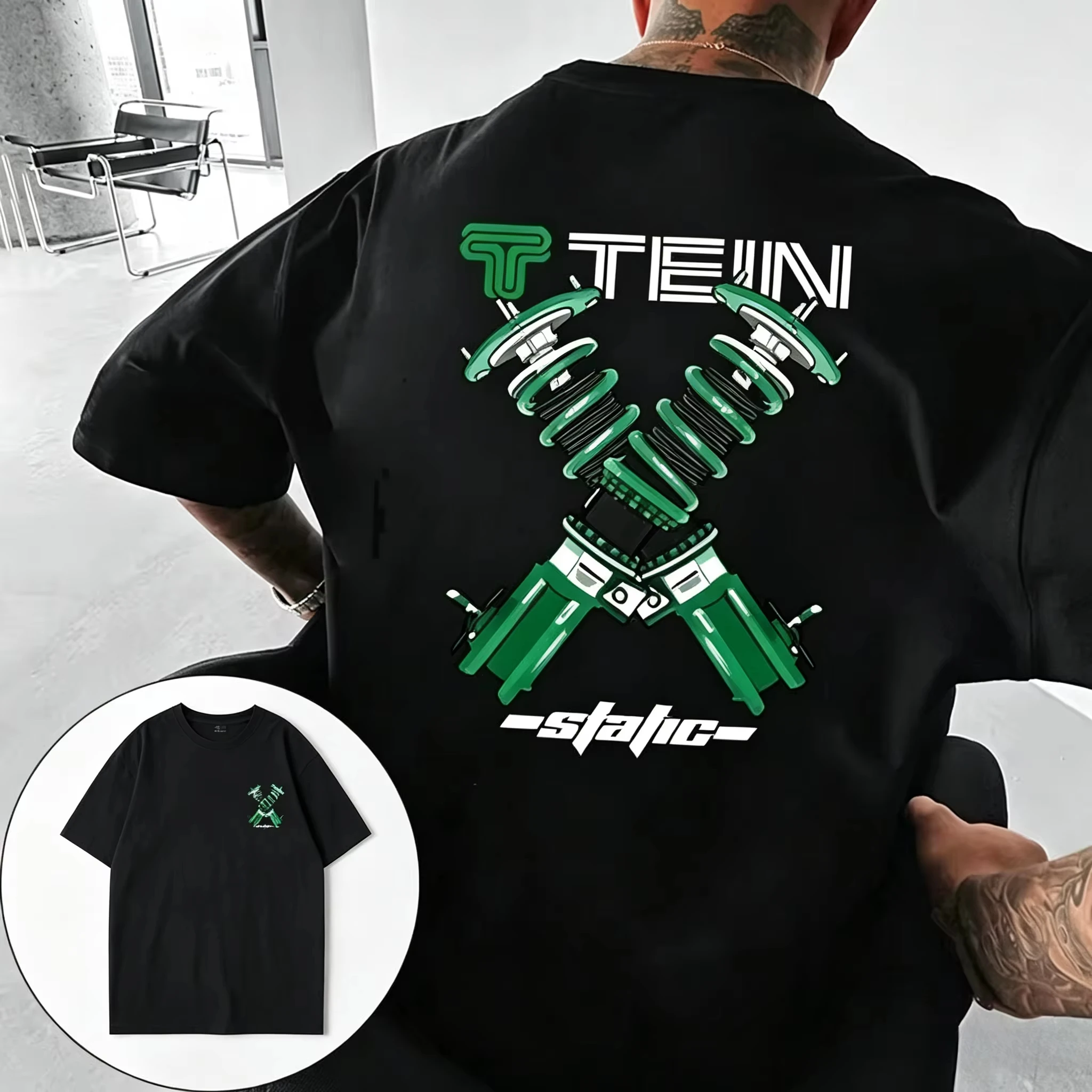 2026 New JDM TEIN Family Matching Unisex Oversized T Shirt Car Coilover Suspension Back Graphic JDM Streetwear Loose Cotton Tee