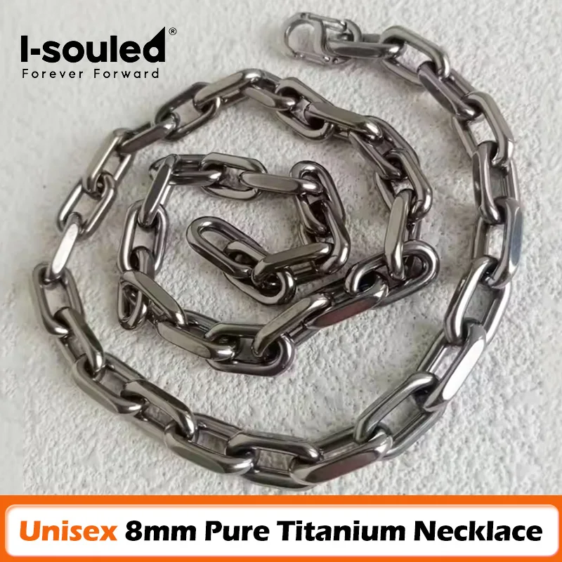 

Pure Titanium Necklace - European & American Versatile Style, Couples' Jewelry, Hypoallergenic, Unisex 8mm Chain for skin
