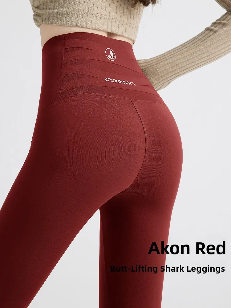 

Красные утепленные леггинсы для йоги с высокой талией, утягивающие живот, с эффектом подтяжки ягодиц, женские, модные