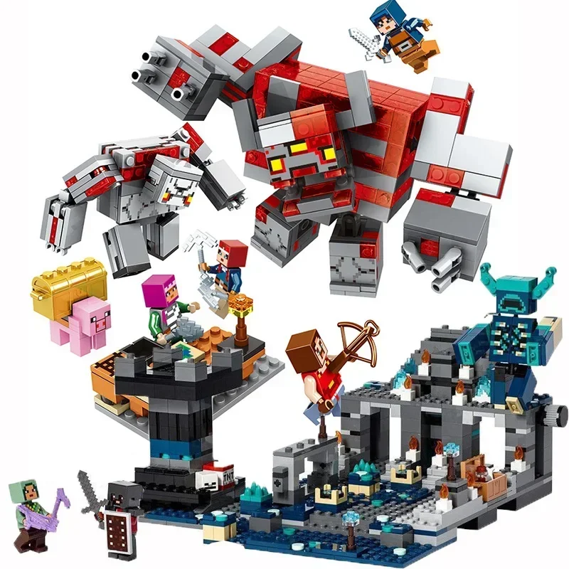 Compatible My Worlds The Deep Dark Battle Battle 21246 village cave Building Blocks Toy Kids Birthday Gift