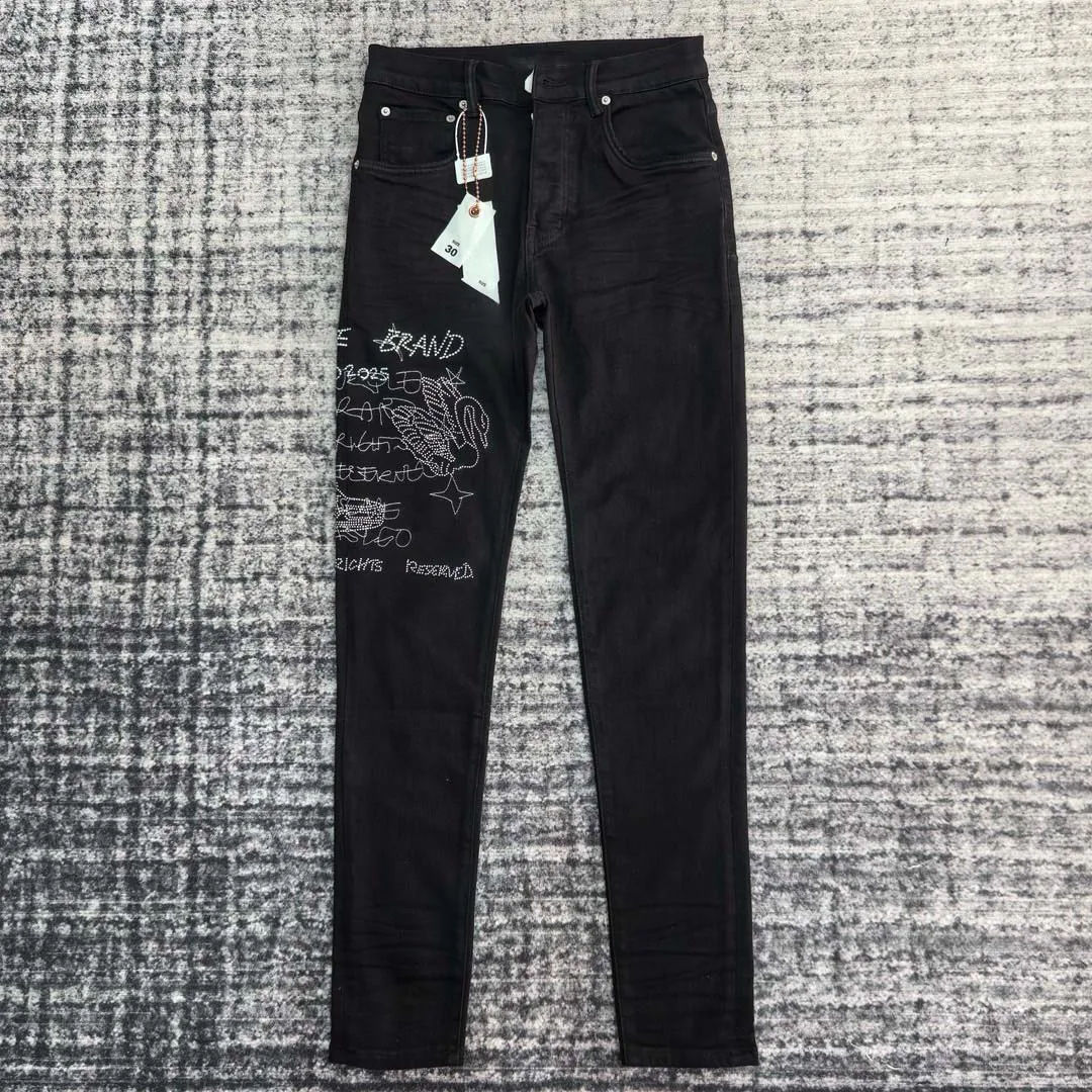 

men beads embroidery skinny black jeans