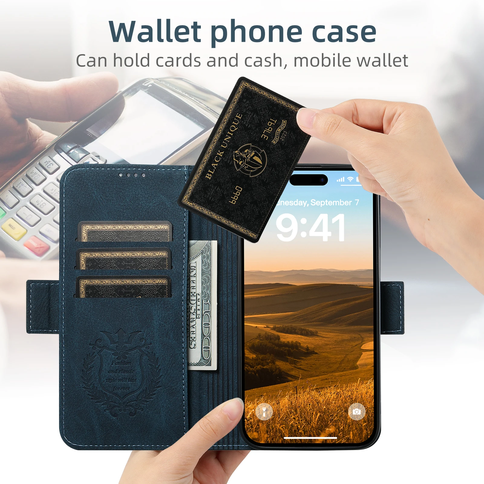 Kartenhalter-Brieftasche Flip-Cover Handyhülle Kompatibel mit Magnetischem Kabellosen Laden für iPhone 18 Pro Max 17 Air 16 Plus 15 14 – Detail 9