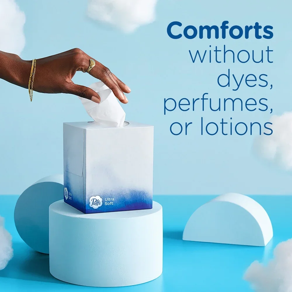 مناديل الوجه ميجا فائقة النعومة 6 صناديق مكعبة 432 ورقة غير لوشن 2 طبقة لطيفة على الجلد عطس مثالي بارد