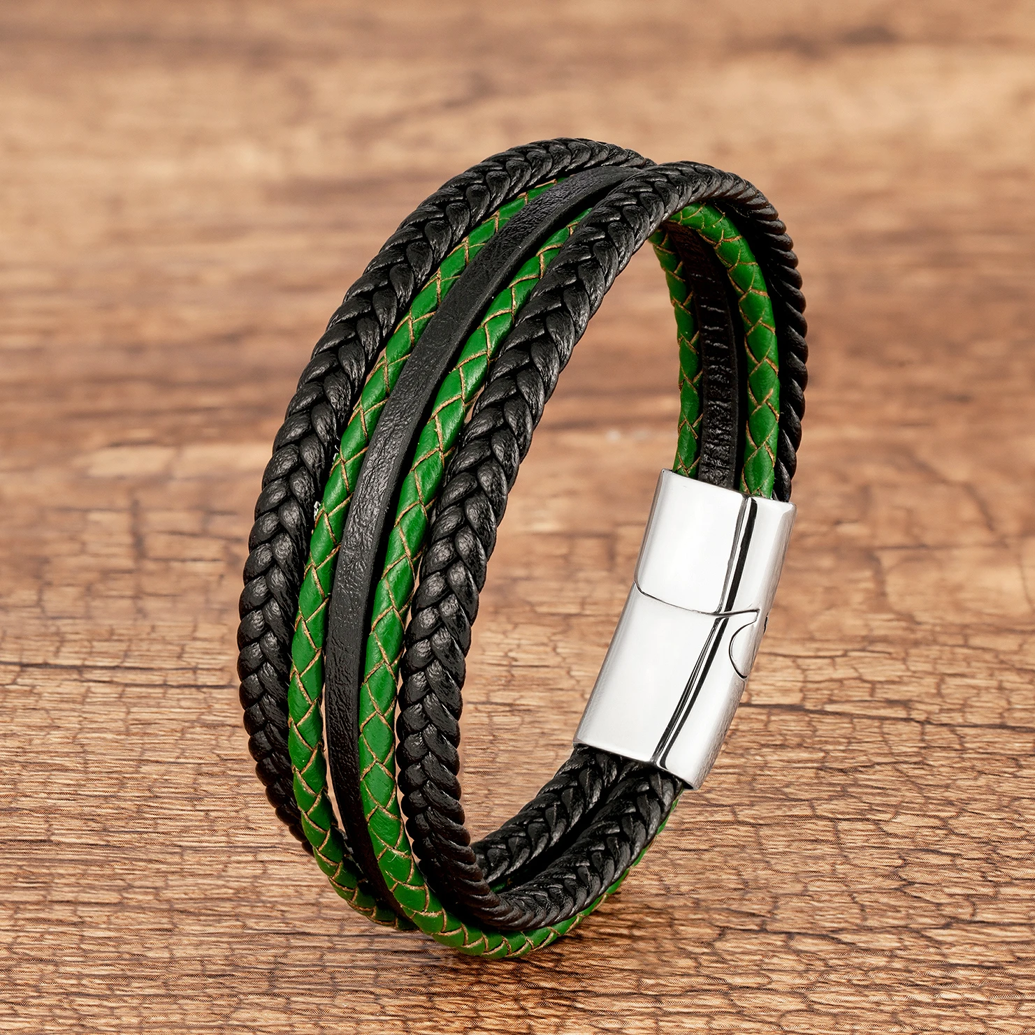 Classic Multilayer Weave Rope Men's Wrap Bracelet Vintage Black Red Genuine Leather Bracelet On Hand Male Wristband Jewelry