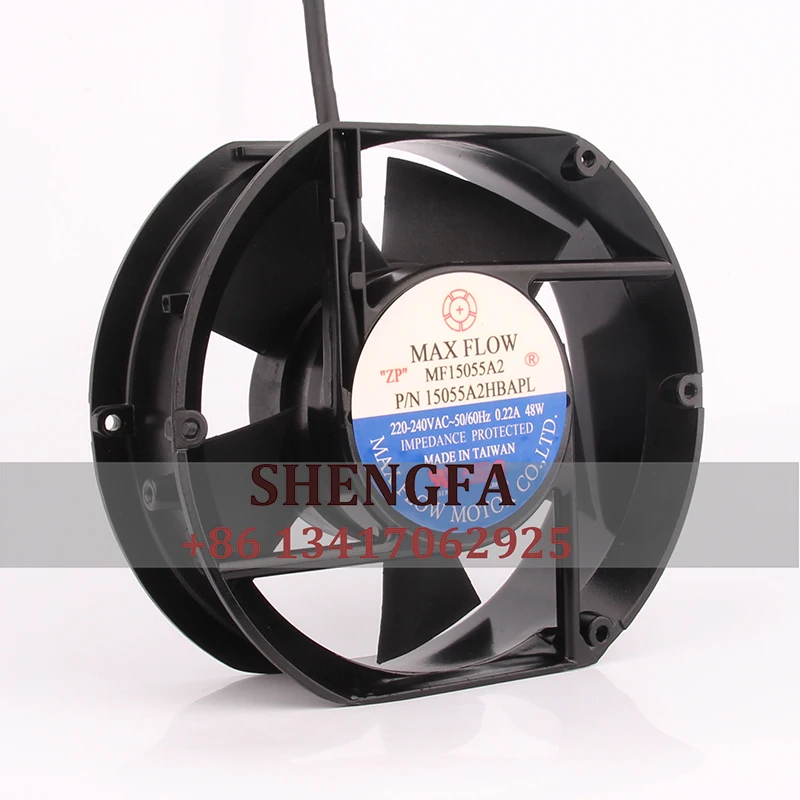 Ventilador axial industrial da ventilação da exaustão do fluxo, fluxo máximo, fã do caso, C.A. 220V, 0.22A, 48W, 15cm, 175x150x51mm, 15055A2HBAPL17251