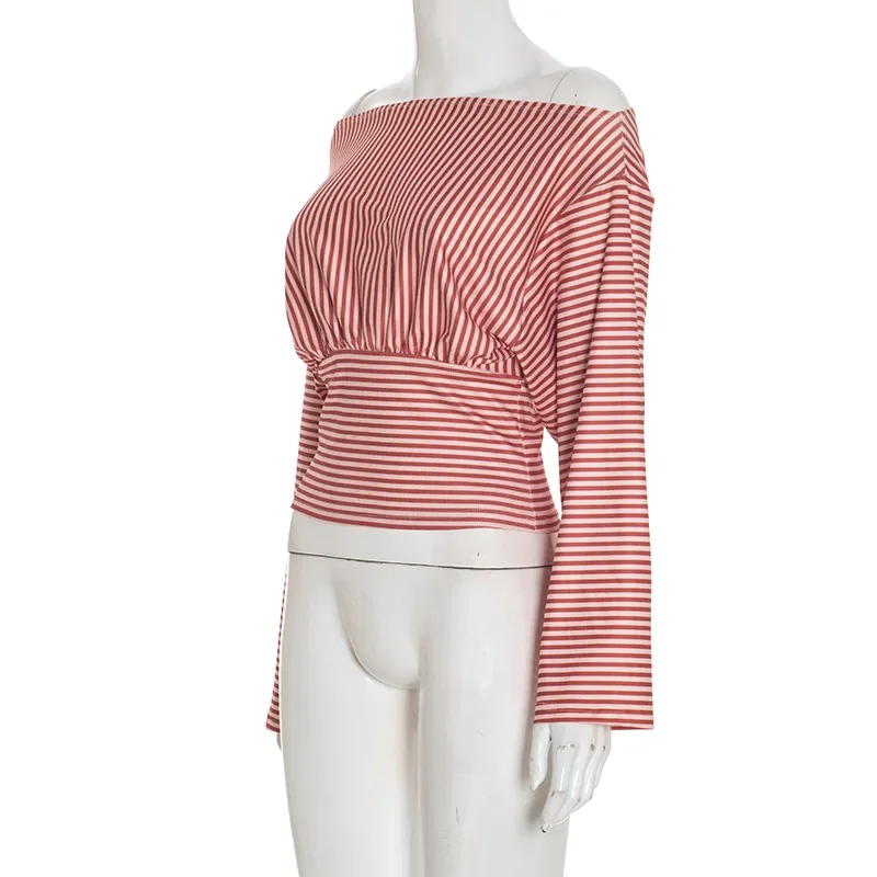 

Горячие предложения: Женская укороченная футболка Y2K красного цвета, облегающая, свободного кроя, в уличном стиле, с завышенной талией, с длинным рукавом, с открытыми плечами, в полоску