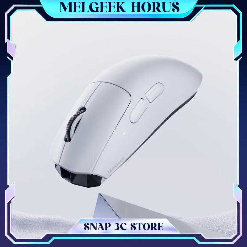 MelGeek HORUS Wireless Gaming Mouse PAW3395 26KDPI Tri-Mode Lightweight 60g Ergonomic Esports Mice for Gamer Office PC Mac White