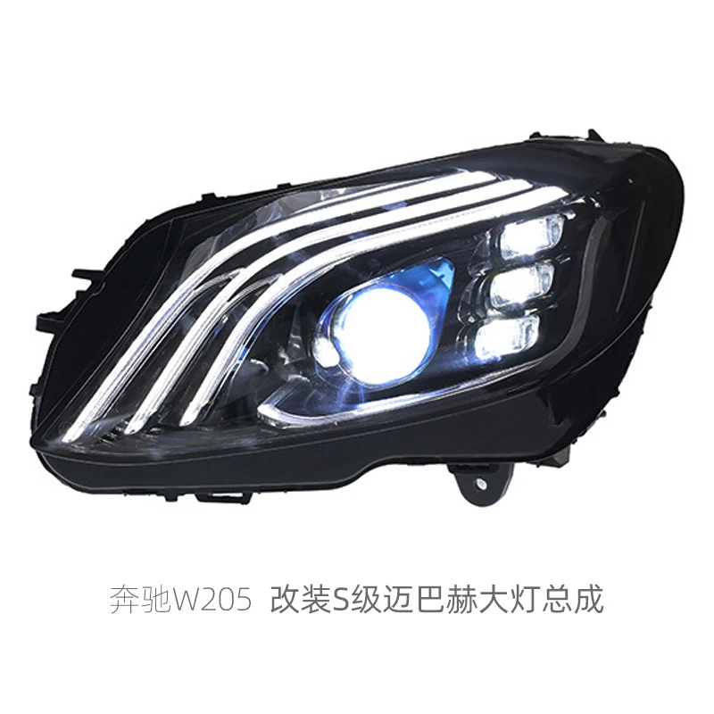Suitable for Mercedes-Benz C- 2015-2021 W205 Upgrade Modification S-Class Maybach Headlights LED One Touch Blue Front Light