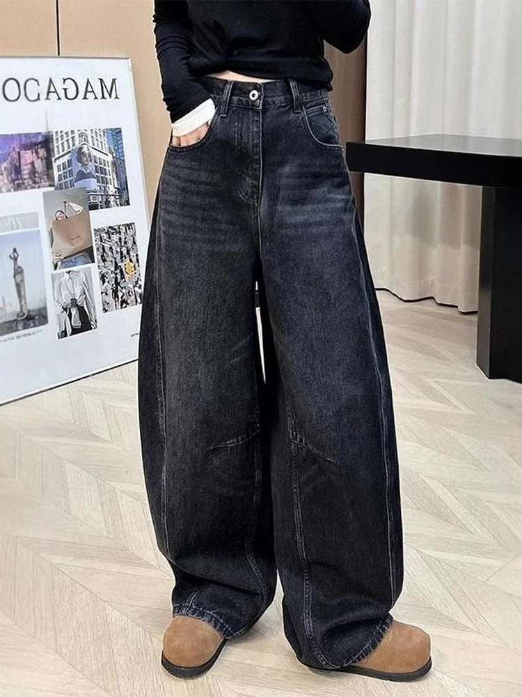 

Женские мешковатые джинсы сбоку, крутые модные стильные уличные брюки для девочек, женские брюки с высокой талией, обычные брюки