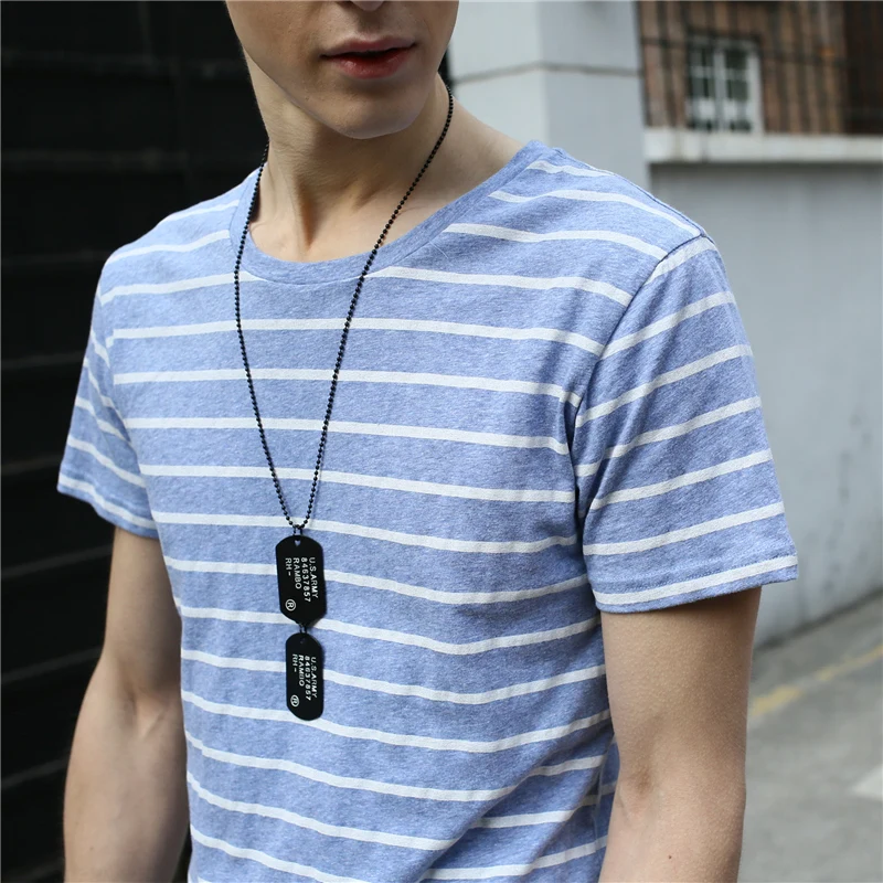 2024 New Men T-Shirts Short-Sleeved for Male T-Shirt Version Men Striped Round-Collar T Shirt Tops Tees Man Slim Fit Tshirt