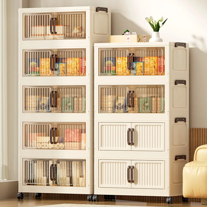 Foldable Storage Cabinet No Assembly Large Capacity Plastic Wardrobe Bedroom Clothes Bedding Organize Bedroom Storage Cabinet