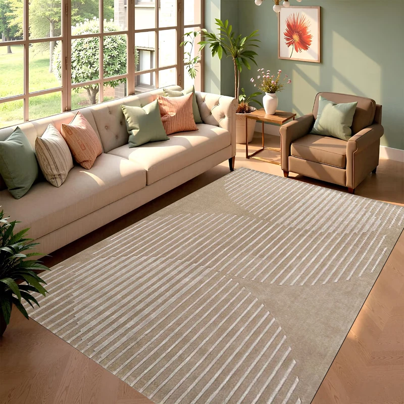 Minimalist Line Carpet Abstract Arch Pattern Rug for Living Room Large Area Bedroom Floor Mat Modern Neutral Home Decoration