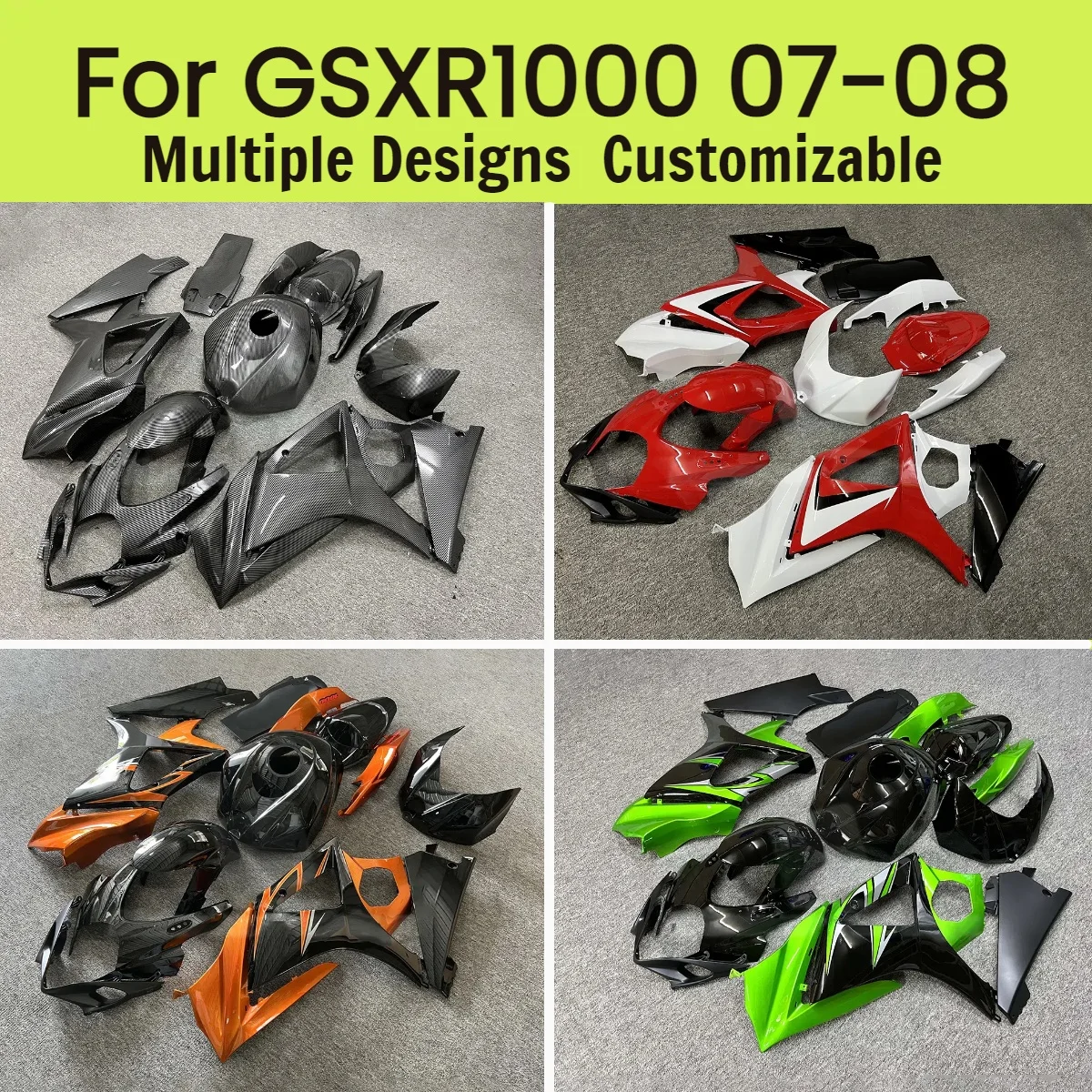 

GSXR1000 2007 2008 Aftermarket Parts Fairings for GSXR 1000 07 08 Motorcycle Plastic Body Set Fairing Kit