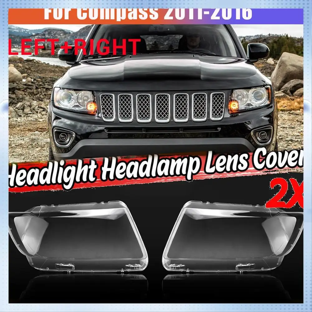

A70R-For Jeep Compass 2011-2016 Car Headlight Lens Cover Headlight Lampshade Front Light Shell Cover
