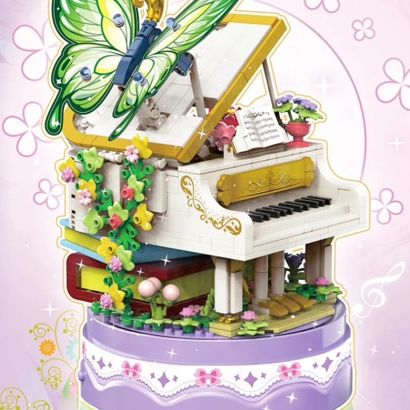 حلم فراشة البيانو صندوق تشغيل الموسيقى اللبنات فراشة الجمعية اليدوية الإبداعية نموذج العصرية اللعب جمع الحلي #2