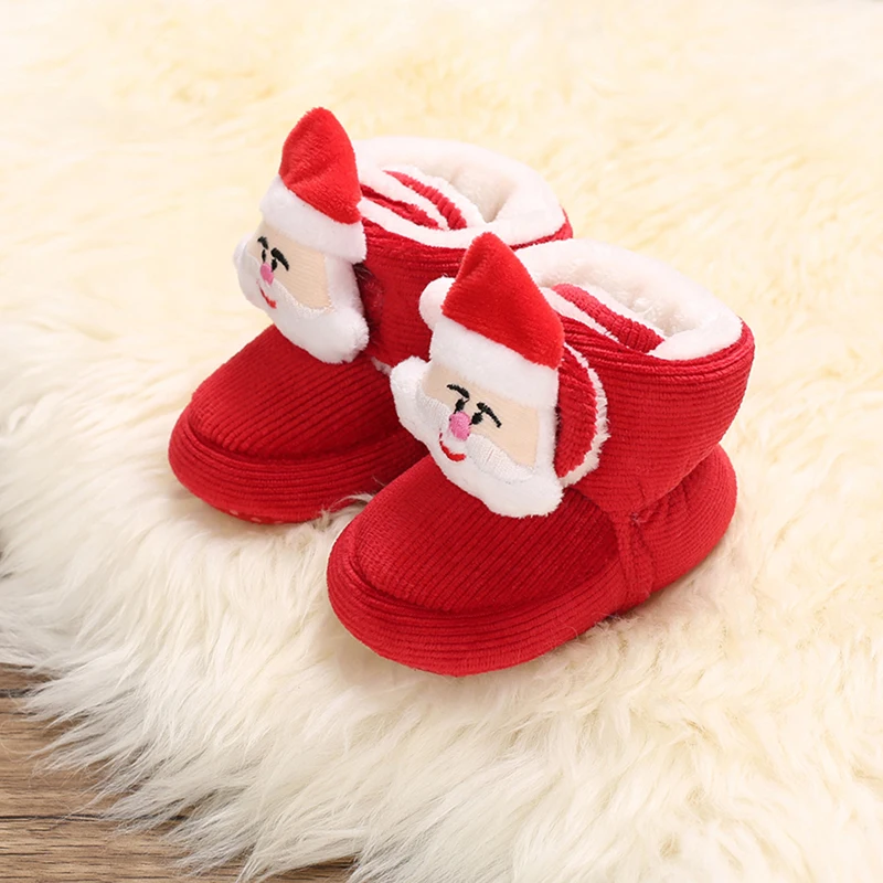 

Cute Baby Boy Soft Sole Shoes Reindeer Christmas Winter Boots Infant First Walker Shoes for Toddler Warm Snow Boots
