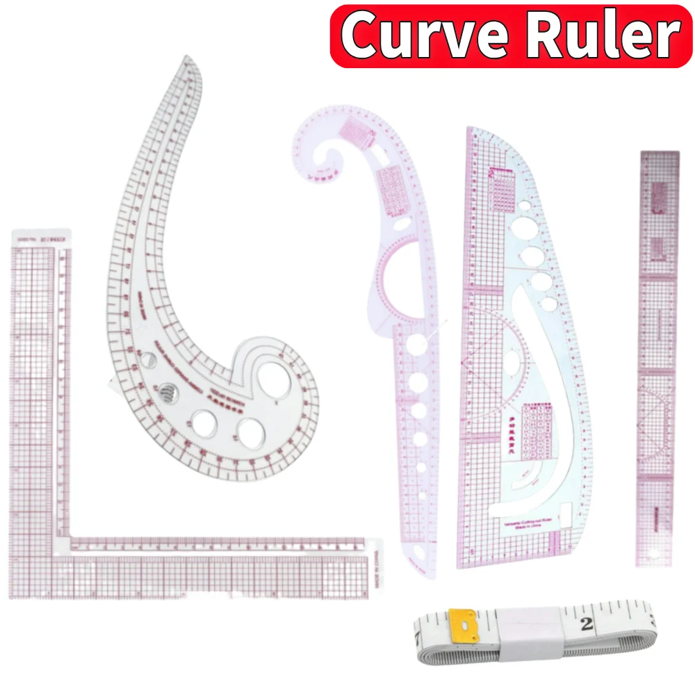 1PCS Plastic Transparent Tailor French Curve Sewing Ruler Tailor Comma Shaped Rulers Tools Soft High Quality Sewing Tools