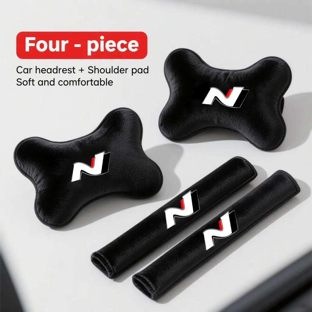 

Fashion Car Headrest Neck Pillow A pair Of Seat Belt Shoulder Pad For Hyundai N Line i20 i30 Sonata Tucson Azera Elantra Veloste