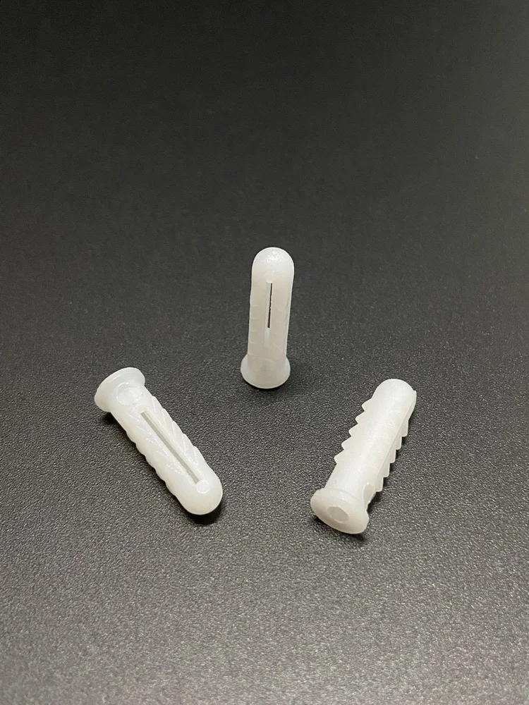 White PP Material Expand Nail Expansion Tube Pipe Screw Fixing Seat Wall Plugs Plastic Conical Anchor PCS-8P 50 Pieces