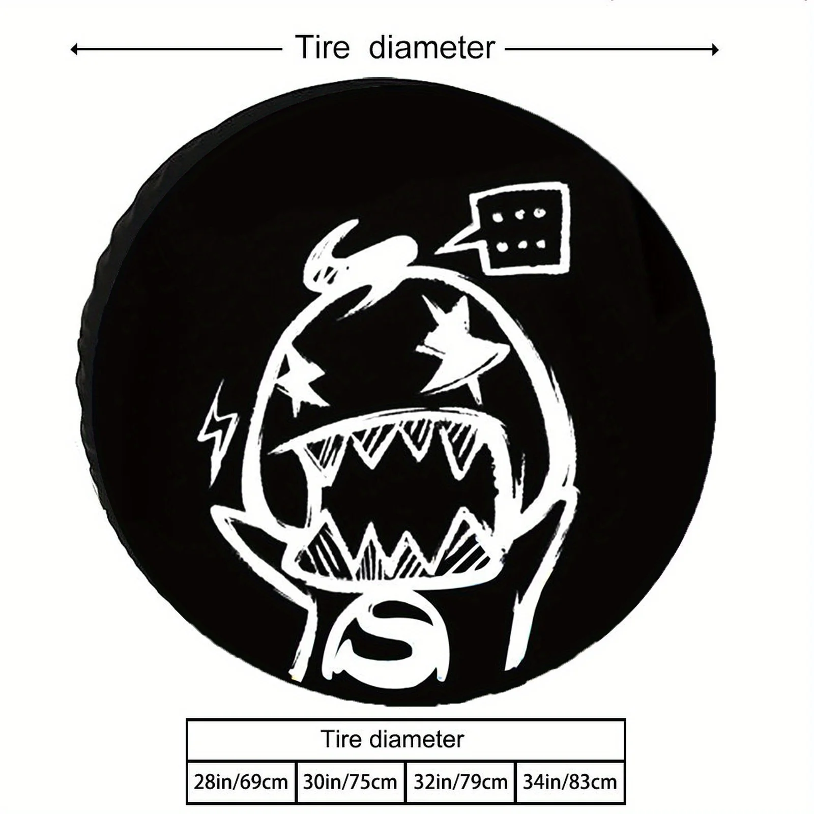 1pc Artistic Monster Tire Cover - Durable Polyester Protective Tire Cover With Angry Monster Design, Multiple Sizes For Off-Road