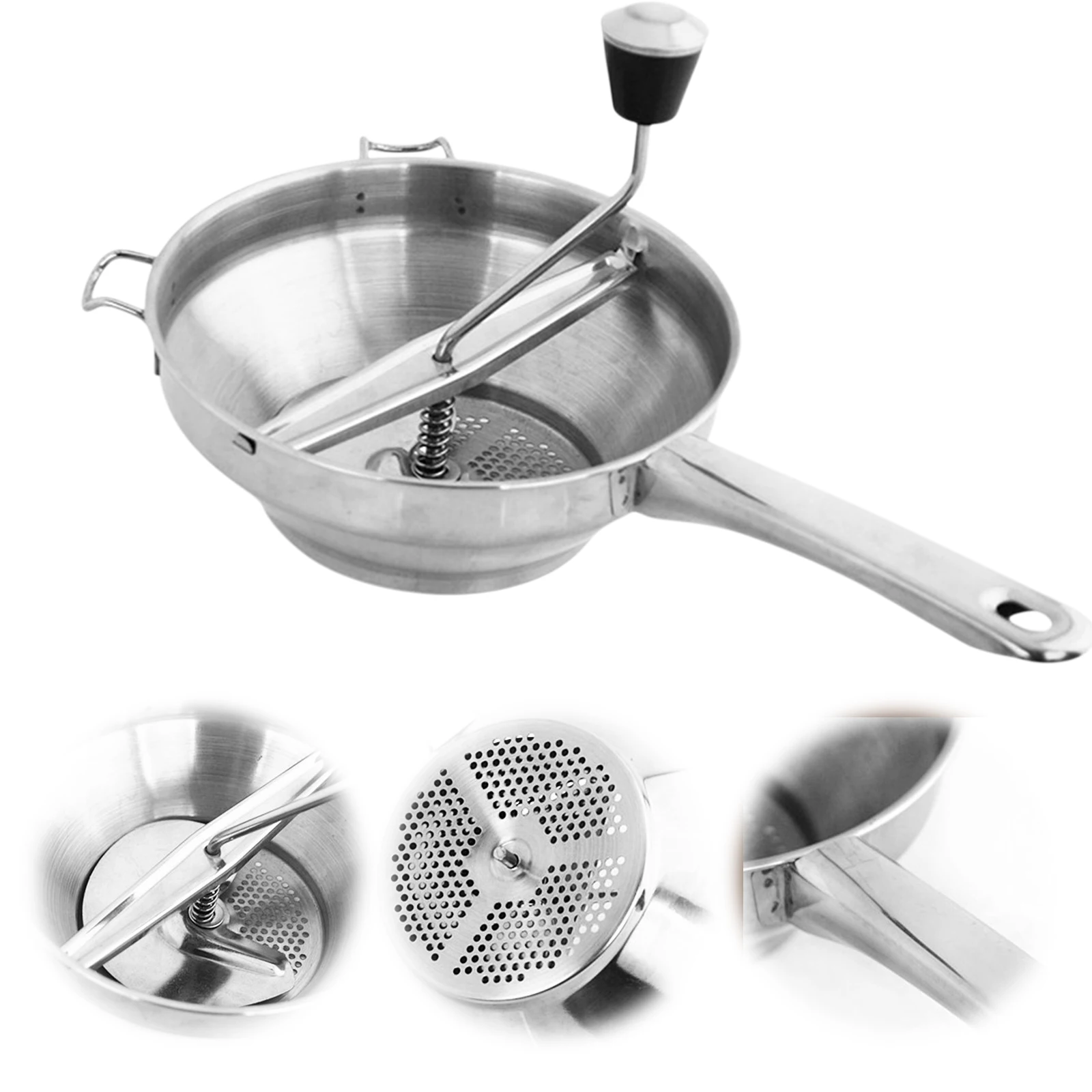 Stainless Steel Rotary Hand Press Potato Masher Manual Food Mill Vegetable Puree Maker Loaded Kitchen Tool