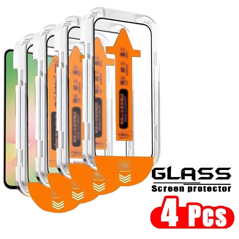 4 Stück entsperrtes Panzerglas für Samsung A57 A37 A27 A17 A56 5G A36 A26 A16 A55 A54 A25 A33 S26 Ultra S25 S22 S23 S24 Plus S21 FE