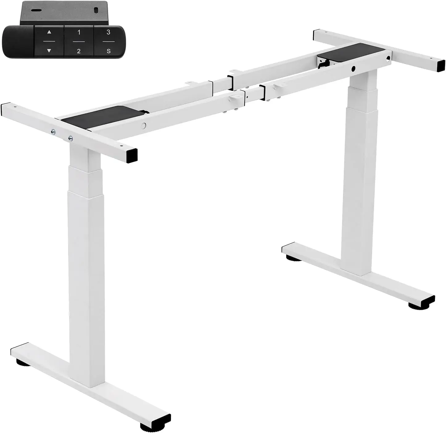 Dual Motor 3 Stage Electric Adjustable Standing Desk Frame Heavy Duty 300Lb Load Capacity For Home Office (White Frame Only)