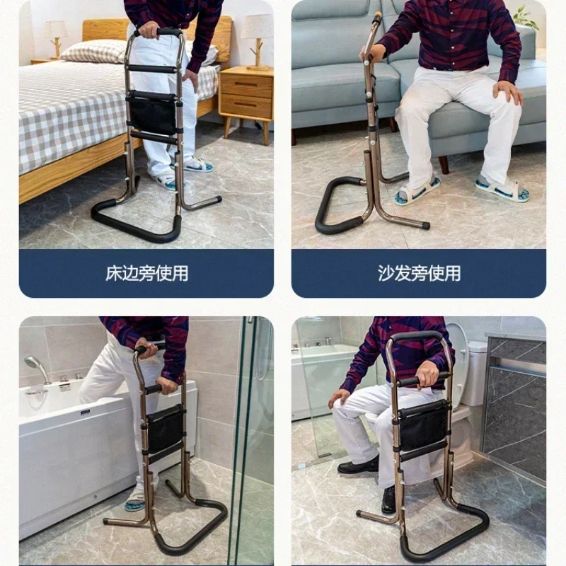 Elderly Rehabilitation Walker Height Adjustment Stand Up Assistance Device Aluminum Alloy Standing Assist Moble Toilet Armrest